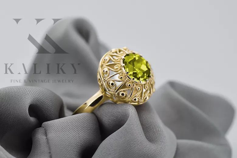 Inel Peridot galben Aur galben 14K Vintage Craft  vrc059y